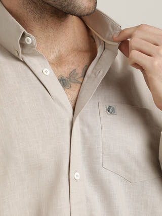 Grey Relaxed Button-Down Collar Formal Shirt