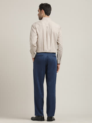 Grey Relaxed Button-Down Collar Formal Shirt with Navy Chinos Set