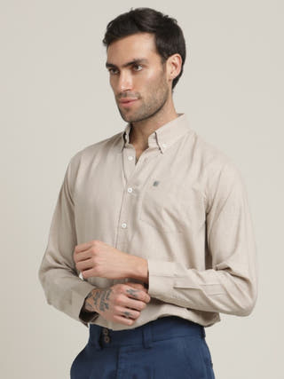 Grey Relaxed Button-Down Collar Formal Shirt