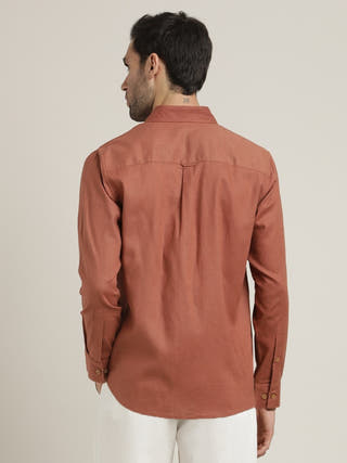 Orange Button-Down Shirt Relaxed Fit Formal Shirt