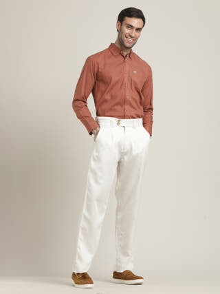 Orange Button-Down Shirt Relaxed Fit Formal Shirt
