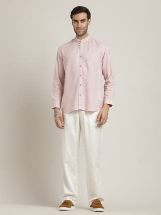 Pink Relaxed Fit Casual Shirt with Pant Co-ord Set