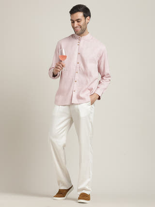 Pink Relaxed Fit Casual Shirt with Pant Co-ord Set