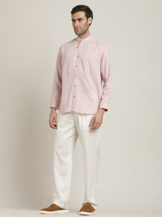 Pink Relaxed Fit Casual Shirt with Pant Co-ord Set