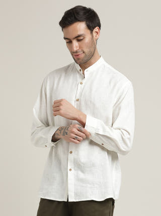 Cream Relaxed Fit Casual Shirt