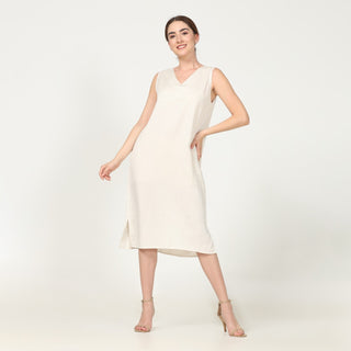 Tencel Shift Dress Off White Saltpetre