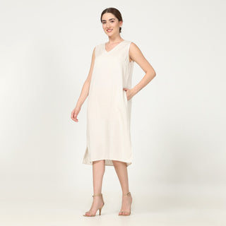 Tencel Shift Dress Off White Saltpetre