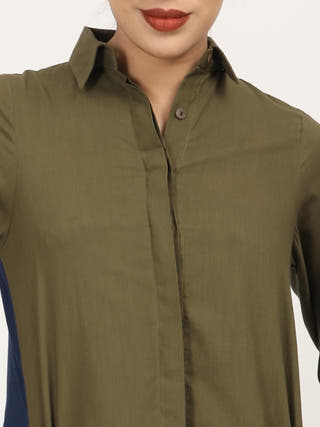 Olive - Navy Back Color-Blocked Co-ord set