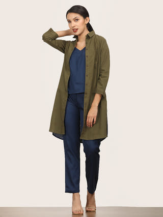 Olive Color-Blocked Co-ord Set