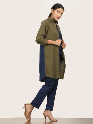 Olive - Navy Back Color-Blocked Co-ord set
