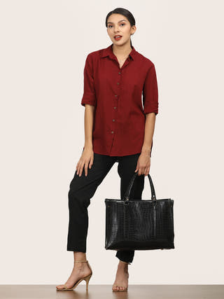 Maroon Button Down Shirt Co-ord Set Saltpetre Multi