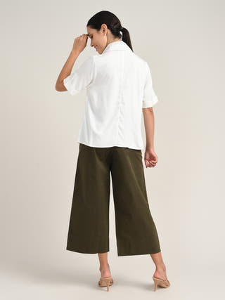 Cream Tencel Top With Chinos Co-Ord Set