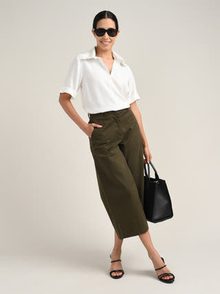 Cream Tencel Top With Chinos Co-Ord Set