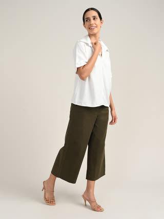 Cream Tencel Top With Chinos Co-Ord Set