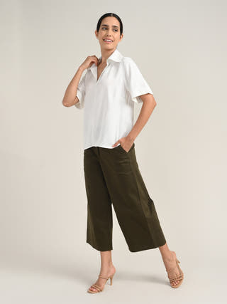 Cream Tencel Top With Chinos Co-Ord Set