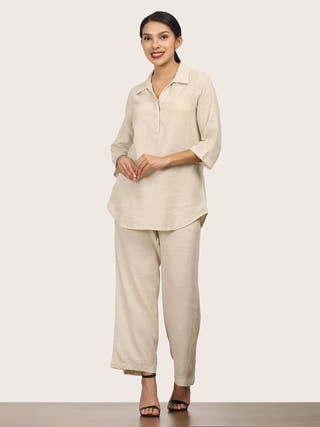 Beige Linen Tunic Saltpetre Beige