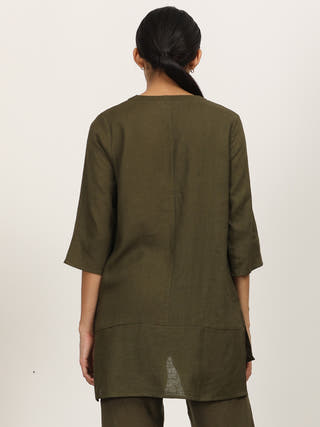 Olive Green Linen Shirt Saltpetre Olive