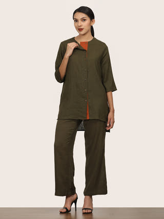Olive Green Linen Shirt Saltpetre Olive