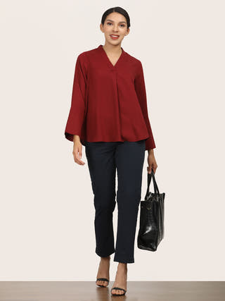 Maroon Bell Sleeve Co-ord set Saltpetre Multi