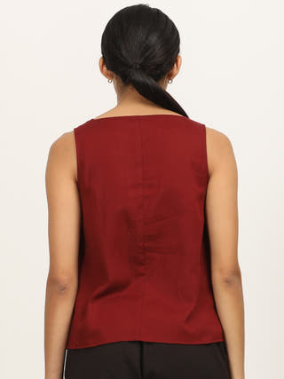 Sleeveless Maroon Square Neck Top Saltpetre Maroon