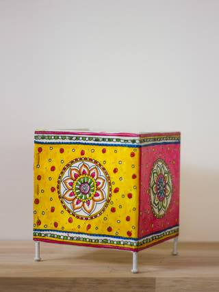 Square T-Light Mandala Hand-Painted On Leather