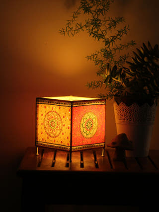 Square T-Light Mandala Hand-Painted On Leather