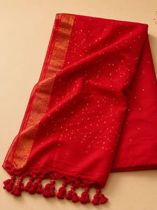 Jamdani Handloom Sequins Mul Cotton Saree