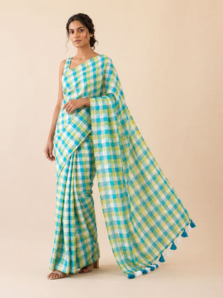 Small Checks Multicolor Mul Cotton Saree