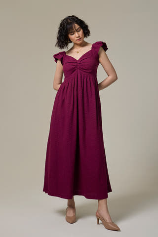 Mulberry Textured Cotton Sweetheart Dress