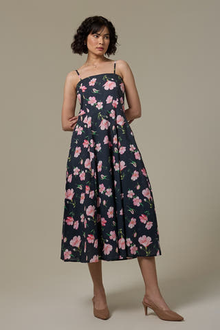 Black Cherry Cotton Strappy Dress