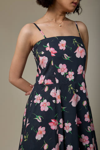 Black Cherry Cotton Strappy Dress