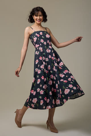 Black Cherry Cotton Strappy Dress