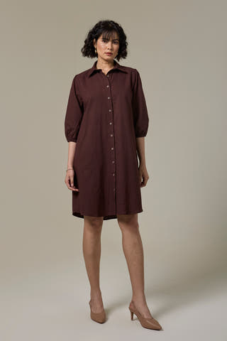 Mocha Brown Cotton Linen Shirt Dress Flourish Mocha Brown Cotton Linen Shirt Dress Flourish