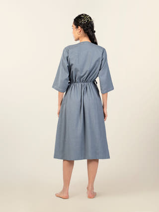 Verve Cotton-Linen Midi Drawstring Dress