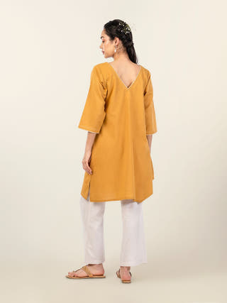Haddy Mustard Cotton-Linen Everyday Tunic