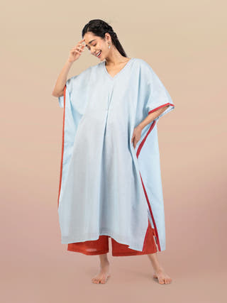 Quill Midi Kaftaan with Embroidered V-Neck