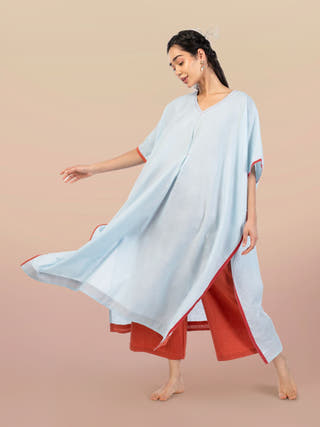 Quill Midi Kaftaan with Embroidered V-Neck