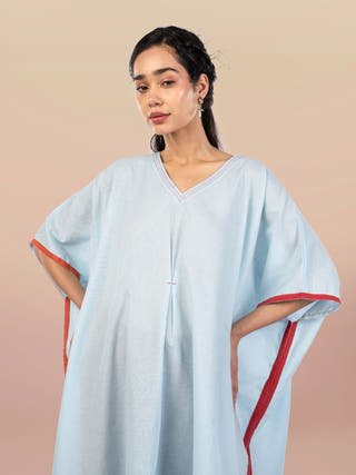 Quill Midi Kaftaan with Embroidered V-Neck