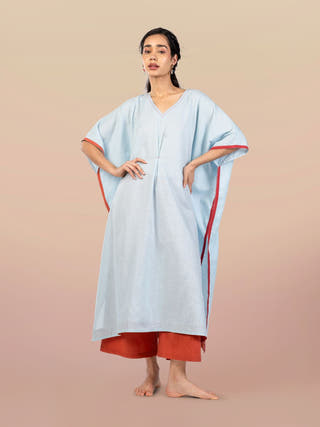 Quill Midi Kaftaan with Embroidered V-Neck