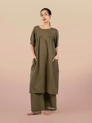 Briar Olive Cotton-Linen Co-Ord Set