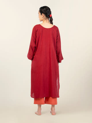 Omra Midi Tunic with Cowls and Uneven Hemline
