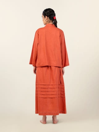 Archie Rust Embroidered Maxi Skirt with Pockets