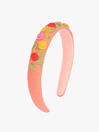 Rosebud Blossom  Hand Embroidered  Hairband Pink Sutanuti studio