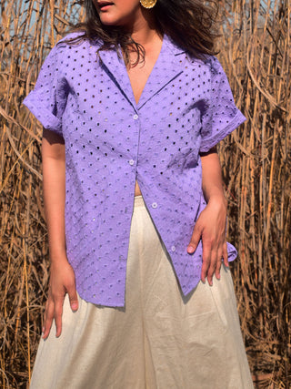 Ness Embroidered Shirt For Women Lavender Why So Blue
