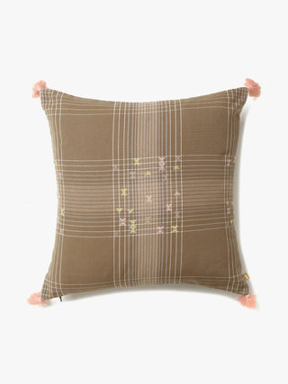 Bhuj Ombed Cushion Cover Brown Aadyam Handwoven