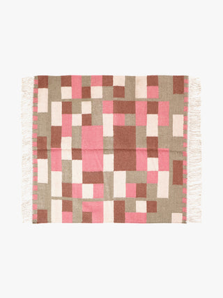 Varanasi Jenga Pink Kilim Dhurrie Assorted Aadyam Handwoven