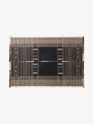 Bhuj Anita Dhurrie Dark Black Aadyam Handwoven