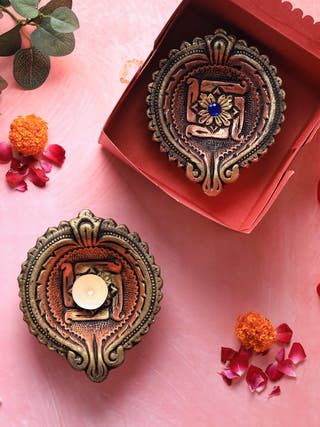 Large Swastik Diya | Set of 2