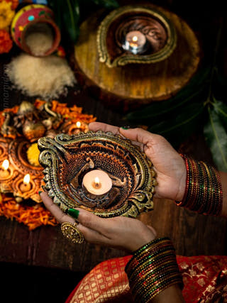 Large Swastik Diya | Set of 2