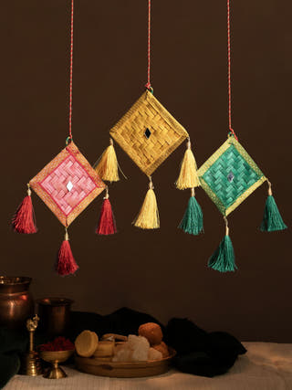Patang Handcrafted Natural Bamboo Hanging - Set of 3
